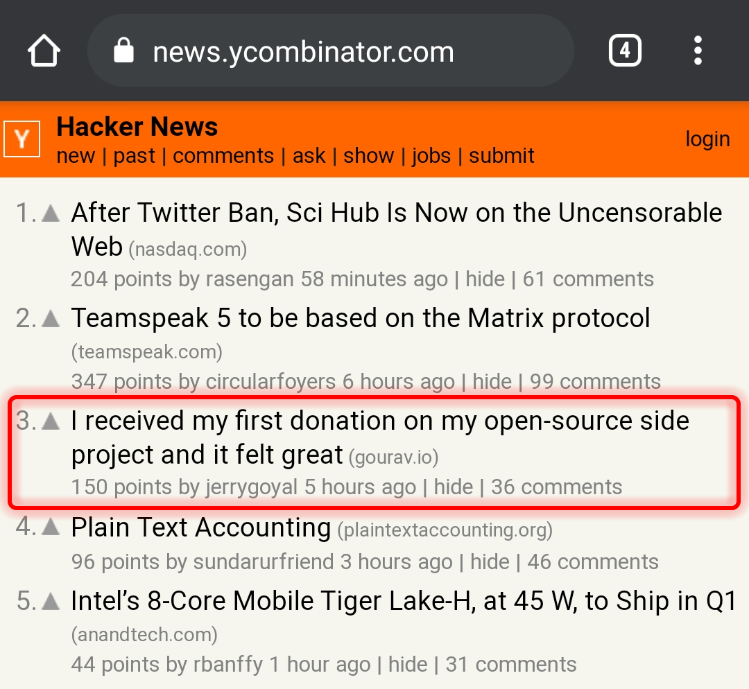 Front-page of Hacker News: Jan 12, 2021