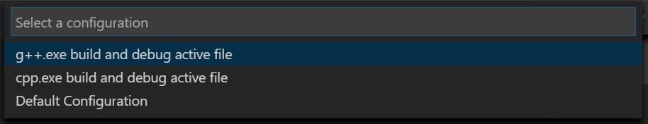 Select g++.exe build and debug active file